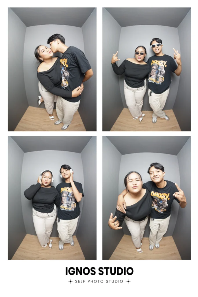 Kolase foto pasangan ekspresif dengan efek wide angle estetik di Ignos Studio