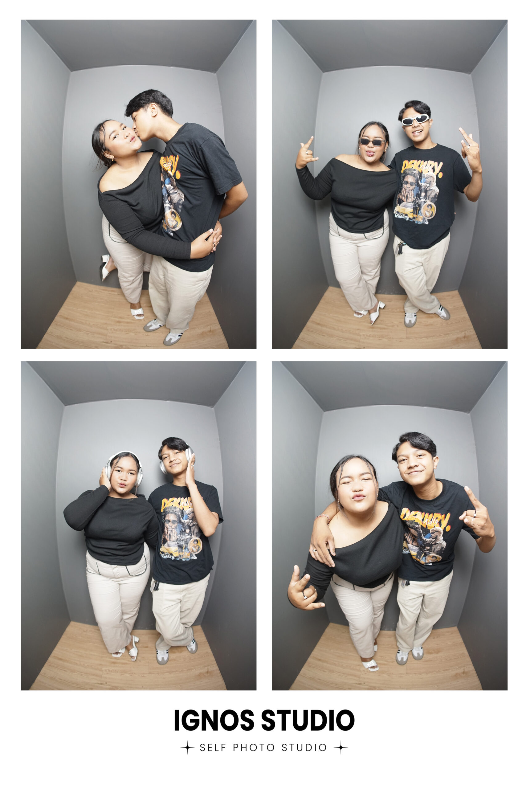 Kolase foto pasangan ekspresif dengan efek wide angle estetik di Ignos Studio